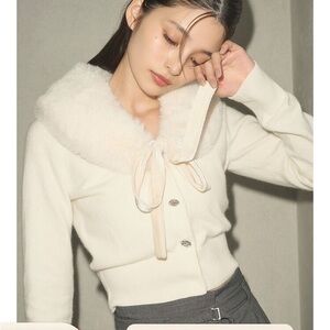 Lily Brown Faux Fur Collar Cardigan